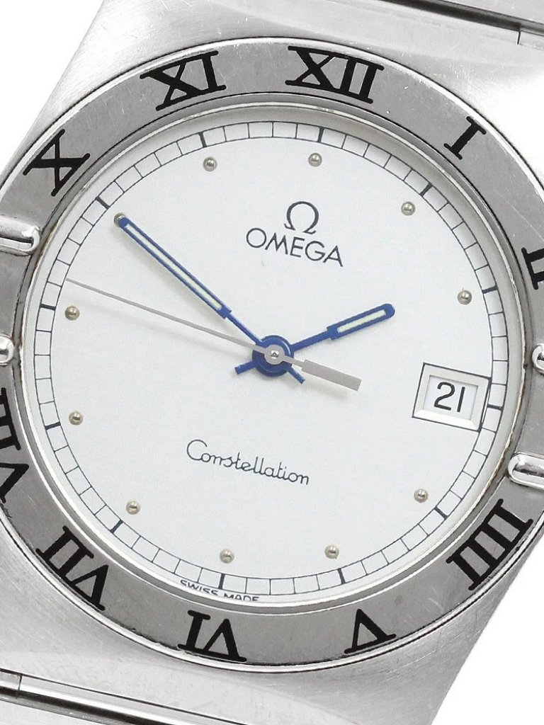 Omega Constellation Date Flat Bezel Silver Dial Quartz Mens Watch
